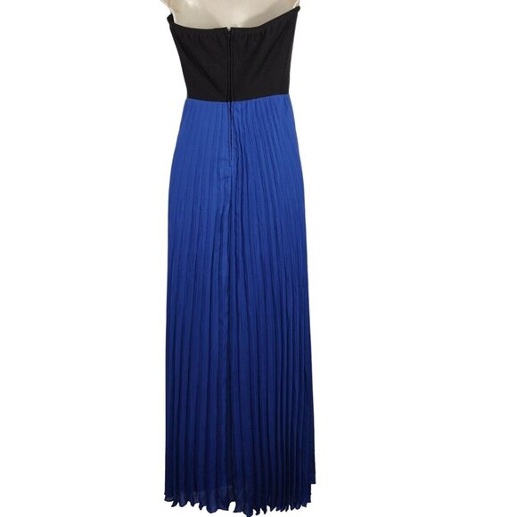 Crystal Doll Black Blue Pleated Maxi Strapless Dress Juniors Size 5 Party Formal - Picture 5 of 9